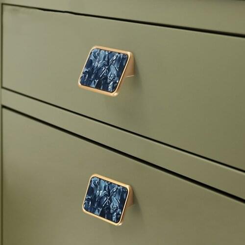 Wardrobe Furniture Drawer Handle Metal Gold Blue Crystal Acrylic Luxury Cabinet Closet Kitchen Cupboard Door Pull Single Knob