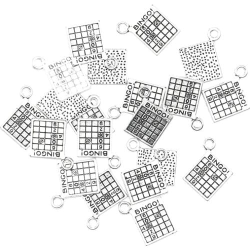 20pcs Tibetan Silver Plated bingo Charms for pendant necklace DIY 17*15*1.5mm