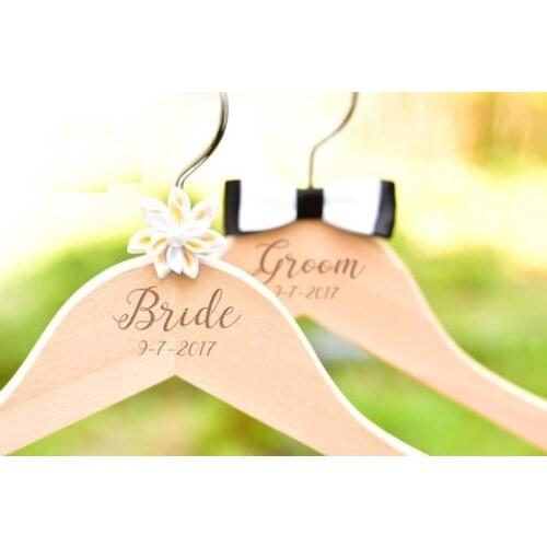 Personalize bride and groom Engraved Wedding Clothes Hanger, Dress Hanger,Name Bridal Party Gifts, mr & mrs dress hangers