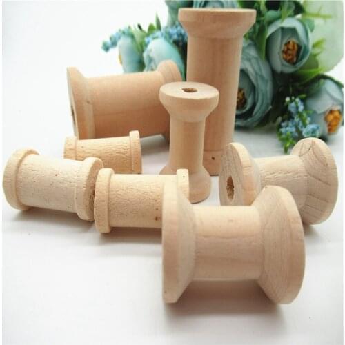2PCS 4cm Vintage Wooden Empty Thread Spools Cylinder Needlework Craft Wood Bobbins Reels Organizer For Ribbon Sewing Tools