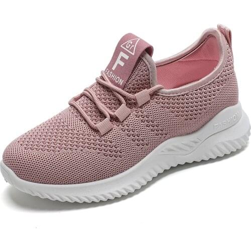 Ladies Sneakers Flying Woven Breathable Fashion Mesh Shoes Soft Non-Slip High-Quality Fabric Rubber Soles All-Match Sports Shoes