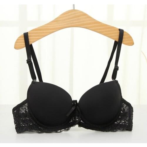 Mozhini Black Sexy Lace Push Up Bra support gather chest Lace Bra For Women Sexy Bra For girl Gather Push up Bra for Small chest