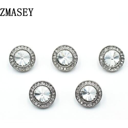 ZMASEY 6Pcs new style 20MM zinc alloy transparent crystal buckle rhinestone buttons, DIY sewing crafts and clothing button acce