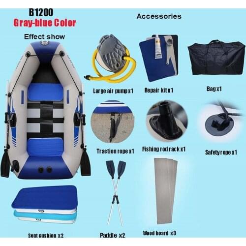 0.7MM PVC Inflatable Boat Dinghy Fishing Rowing Boat For Drifting Sufing With Aluminum Oars and Air Pump 2-3/3-4/4-5 Person