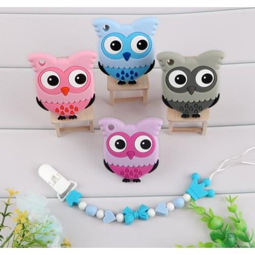 Kovict 1pcs Baby Silicone Teethers Cartoon Parrot owl Teething Products Accessories Kids Children Pacifier Chains BPA Free Toys