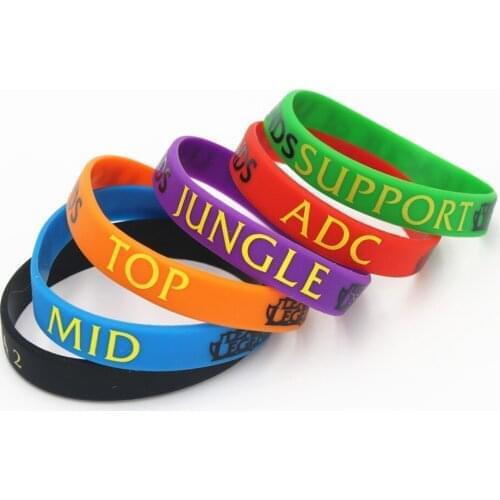 1PC LOL Bracelet League of Legend Wristband Silicone Bracelet with ADC, JUNGLE, MID, SUPPORT, DOTA 2 Printed Band SH001
