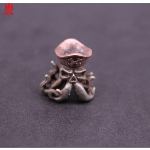 1PCS EDC Knife Bead Cupronickel Octopus Skull Knife Bead Paracord Keychain Pendant DIY Outdoor Survival Backpack Accessories