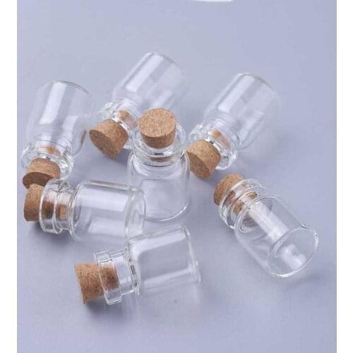 20 pc Clear Glass Jar Wishing Bottles Vials with Cor, Bead Containers jewellery boxes and packaging Jar 22x15mm