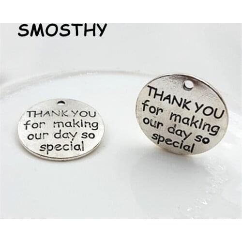 20pcs high alloy 25mm THANK YOU for making our day so special charm DIY love jewelry handmaking family accessory SMC356