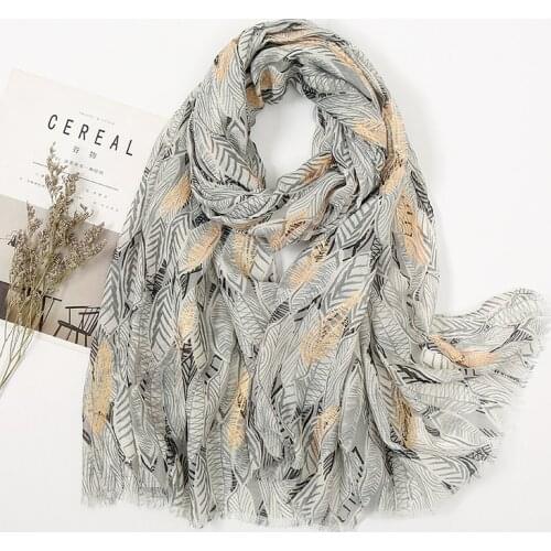 2021 Spain Fashion Leaves Printed Patchwork Cotton Shawl Scarf Women High Quality Pashmina Stole Bufandas Muslim Hijab 180*85Cm