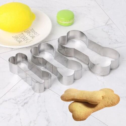 3pcs/set Dog Bone Shaped Cookie Cutter Mold Stainless Steel Pastry Biscuit Cake Baking Mould