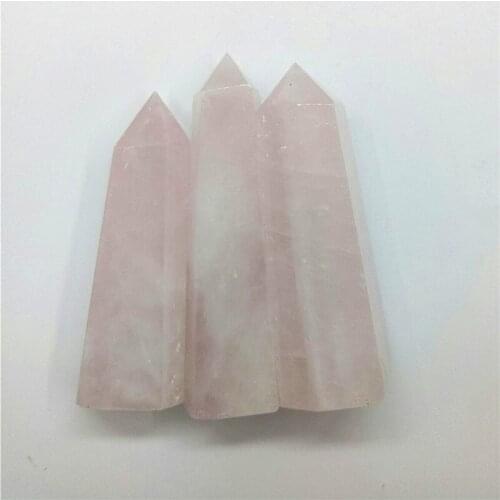 3pcs Natural rose crystals point wand rose quartz crystal wand POINT for gift HEALING Free shipping