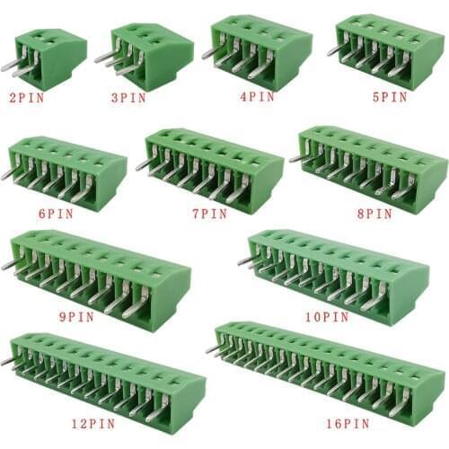 5Pcs KF128-2.54mm Splice Terminal 2/3/4/5/6/7/9/10/12/16Pin Pitch PCB Screw Terminal Block Connector PCB Mounting Adapter