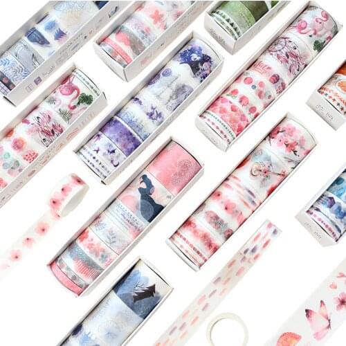 8 Pcs/Set Washi Tape Masking Washitape Wasi Tape De Decoracion Scrapbooking Cute Floral Deco Planner Wide Sakura Decorative