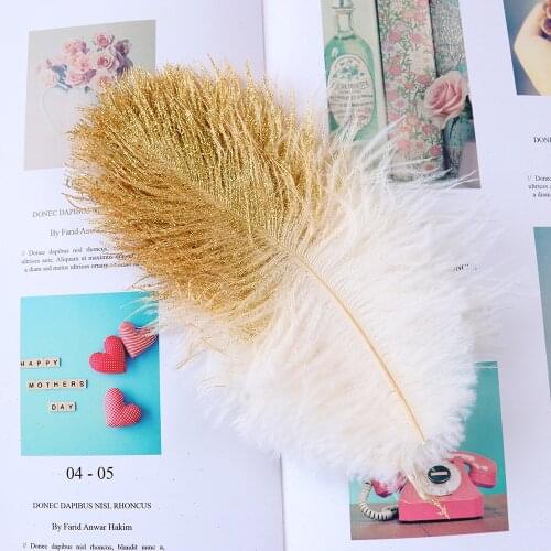 Glitter Powder Gold Ostrich Feathers DIY Jewelry Making Hat Home Decoration Wedding Clothes Accessories Plumes Crafts Wholesale