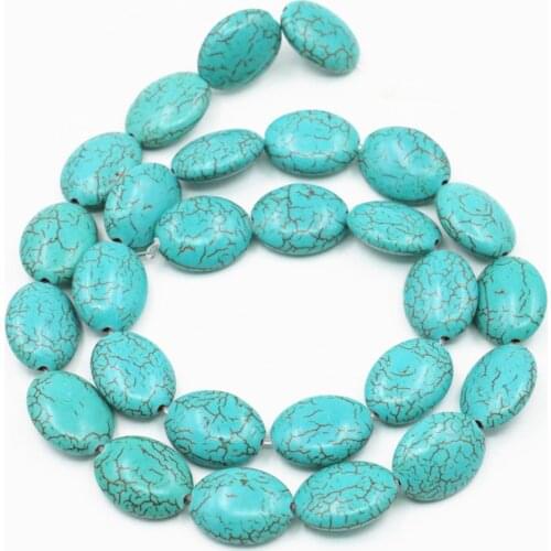 Blue Veins Turquoises Calaite Stone Loose Beads for Jewelry Making 12x15mm Oval Shape DIY Necklace Bracelet Findings 16inch A456