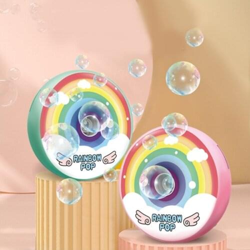 Electric Bubble Machine Rainbow Automatic Bubble Blower with Music Light Outdoor Game Kids Children Toys