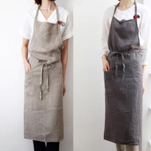 Cotton Linen Aprons Floral Painting Apron Comfortable Adjustable Aprons Sleeveless Waterproof Vest Apron Kitchen Decoration