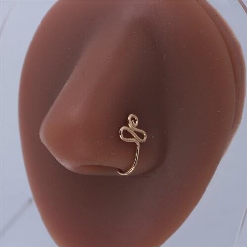 Nose Rings Fake Inlaid CZ Faux Piercing Jewelry Fake Nose Ring Spring Clip on Circle Hoop No Pierced Septum Nose Ring Women Men