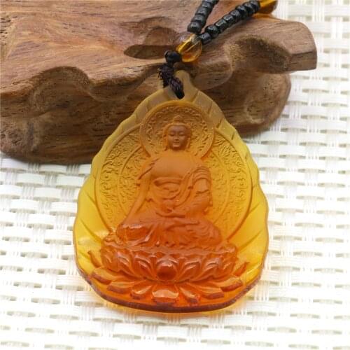 40X53mm Brown Buddhist Guanyin Glaze Beads Amulet Necklace 24inch Long Chain Lucky Women Neckware Fashion Jewelry Making Design