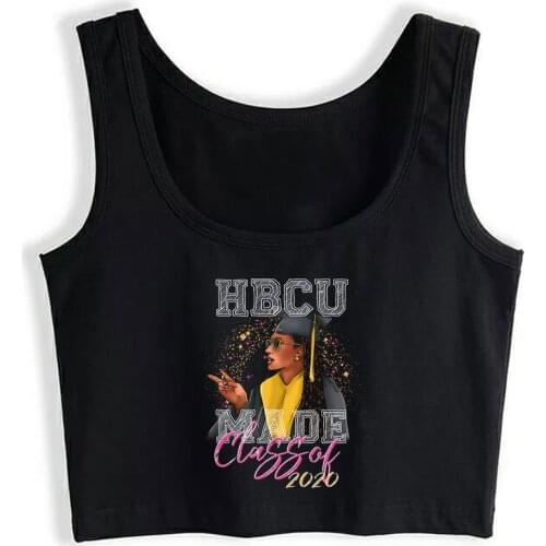 Crop Top Female Black Girl Graduation 2020 Gift HBCU Made Educated Casual Inscriptions Print Tops Women