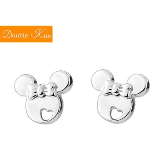 Cartoon Kawaii Mouse Love Stud Earrings Exquisite Earring Silver Plated Color Not Allergic Trendy Women Jewelry Gift