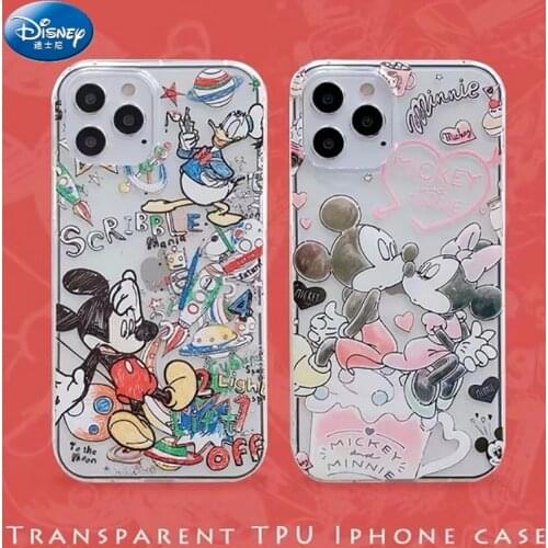 Cute cartoon Mickey Minnie phone case For iphone 7 7plus 8 8plus transparent soft silicone cover For iphone X XR XS Max coque