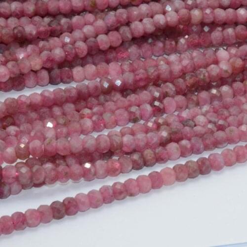 Natural Pink Tourmaline Faceted Rondelle Beads 3x4mm