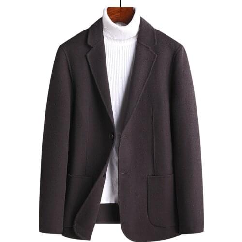 New Fashion Autumn Winter Handmade Double Faced Suit Wool Men Cashmere Blazer Casual Thick Single Breasted Plus Size M-3XL 4XL