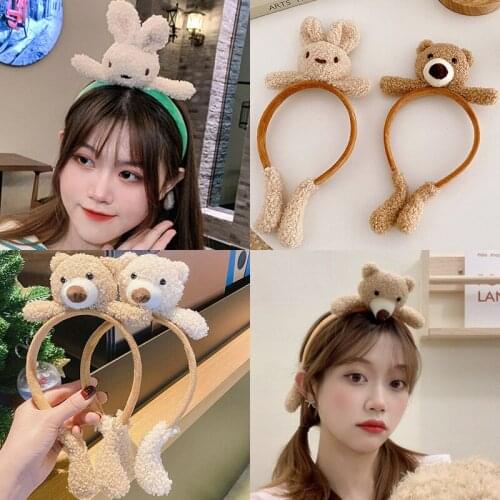 Higood Rabbit teddy bear plush cartoon doll hair hoop INS girl heart hoop pressure washing hair lead the act the role of women