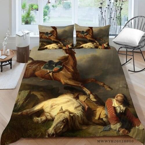 Retro Style Bedding Set King Size Oil Painting Series Duvet Cover Queen Twin Full Double Single Medieval Bed Set Artistic