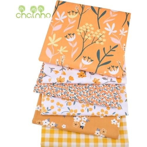 Printed Twill Cotton Fabric,Orange Floral Series,Patchwork Cloth For DIY Sewing Quilting Baby&Childs Bedclothes Material