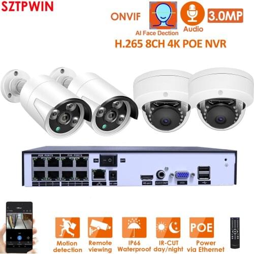H.265+ 8CH 5MP POE Security Camera System Kit Audio Record Rj45 IP Camera IR Outdoor Waterproof CCTV Video Surveillance NVR Set