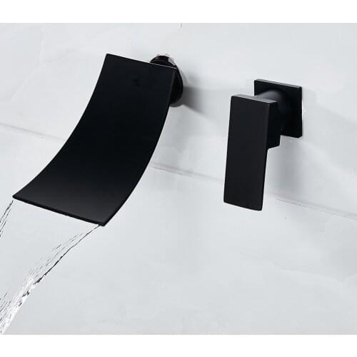Black Chrome Waterfall Basin Faucets Wall Mount Waterfall Faucet Single Handle Mixer Tap Bathroom Waterfall Basin Faucet
