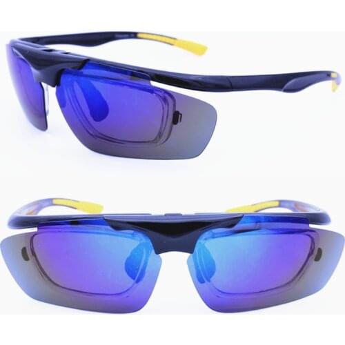 Hotsales 6012 high quality flip up UV400 polarized anti-slip outdoor colorful solar sport sunglasses with inner glasses rim