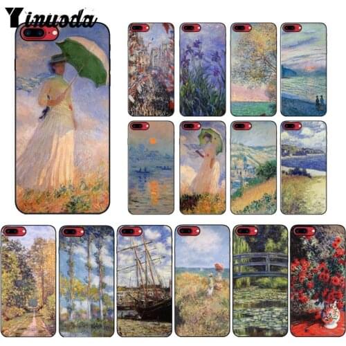 Yinuoda Claude Monet Impressionism Painter TPU black Phone Case Cover Shell for iPhone 6S 6plus 7 7plus 8 8Plus X Xs MAX 5 5S XR