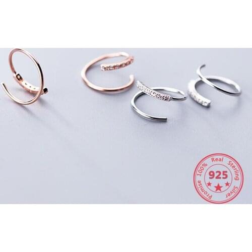 2019 New Minimalism High Quality 925 Silver Jewelry Smooth Ear Circle Sterling Silver Zircon Earrings For Women Best Gift