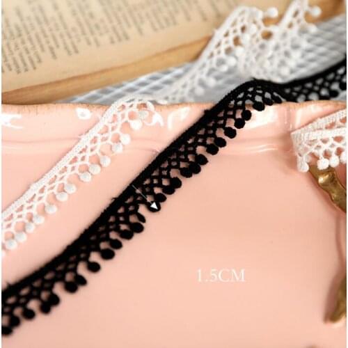 10 Meters Cheap Decorated Beige Black Pom Pom Ball Cotton Lace Trimming For Diy Craft Sewing 15mm Free Shipping