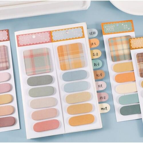 120 sheets/set Fresh Grid Lines Brief Basic Function Sticky Notes Memo Pad To Do List Planner Sticker Self-Adhesive Notepad