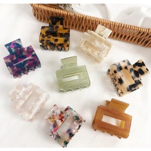 2021 Simple Basic Acrylic Hairpin Hair Claw Women Simple Amber Square Hair Clip For Women Girl Hair Accessories Gift