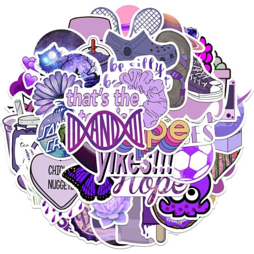 25/50PCS Cartoon Fresh Purple Explosions Luggage Stickers Waterproof Graffiti Guitar Series Aesthetic Journal Decor Sticker cute