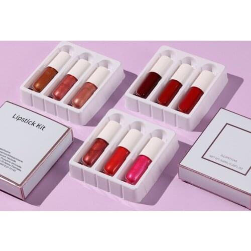 5 Sets Nude Matte Lipstick Kit Private Label Lipgloss White Lid Chunky Round Tube Wholesale Lip Make Up Sets Cosmetics Full Set