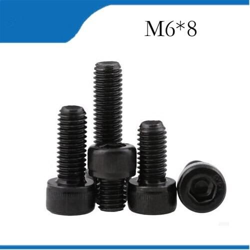 50pcs M6*8 DIN912 Grade12.9 Black Alloy Steel Metric All Thread Hex Socket Head Cap Screw Bolt M6X8 m6 screws,m6 bolts,m6 nails