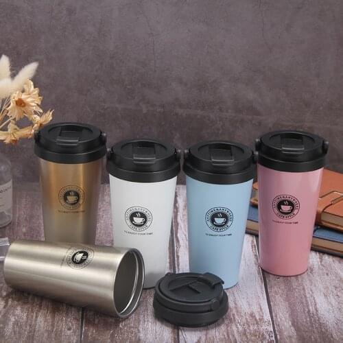 500ml Insulated Coffee Mug Adult Stainless Steel with Cover Tumbler Cup Women Car Tea Thermos Cup with Handle Office Travel