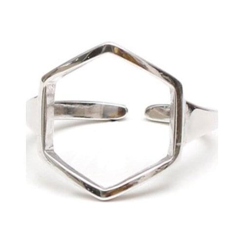 Bohemian Vintage Silver Color Hexagon Rings For Women Gift Bijoux Adjustable Finger Antique Engagement Rings Anillos