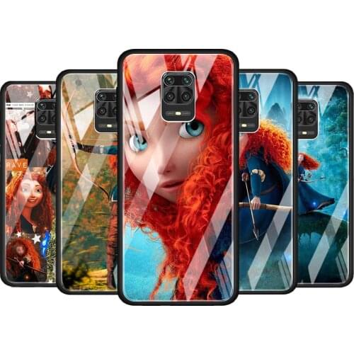 Merida Brave Disney Princess for Xiaomi Redmi Note 10 Pro Max 10S 9T 9S 9 8T 8 7 Pro 5G Luxury Tempered Glass Phone Case Cover