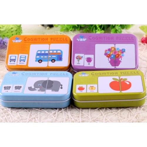 Children English Word Pocket Flash Card Kids Learning Educational English Puzzle Toys