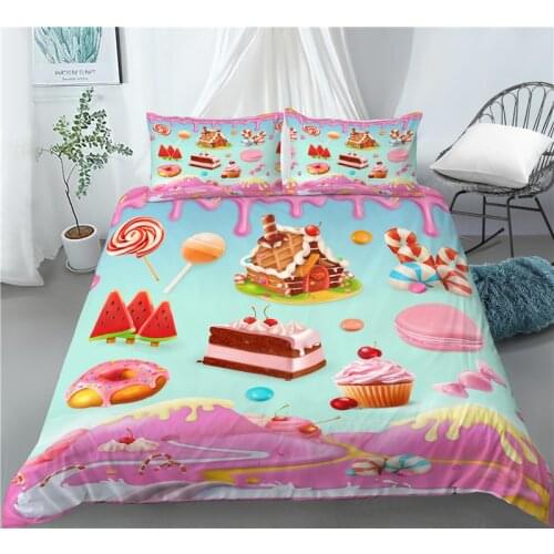 Home Living Luxury 3D Donuts Print 2/3Pcs Comfortable Duvet Cover PillowCase Bedding Sets Queen and King EU/US/AU Size