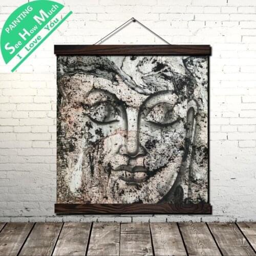 Eautiful of Buddha Scroll Painting Canvas Vintage Poster and Prints Wall Art Picture Living Room Bedroom Farmhouse Decoration