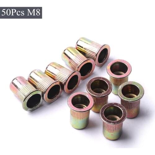Hot Sale 50Pcs M8 Rivets Cylindrical Double Sided Hollow Rivet Kit Set For Metal plates tubes Hardware Fasteners Tools